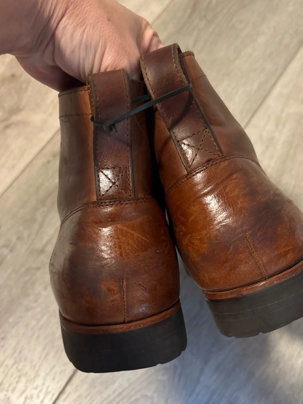 J.Crew Kenton Leather Cap-Toe Boots - Burnished Tobacco - Men's Size 11